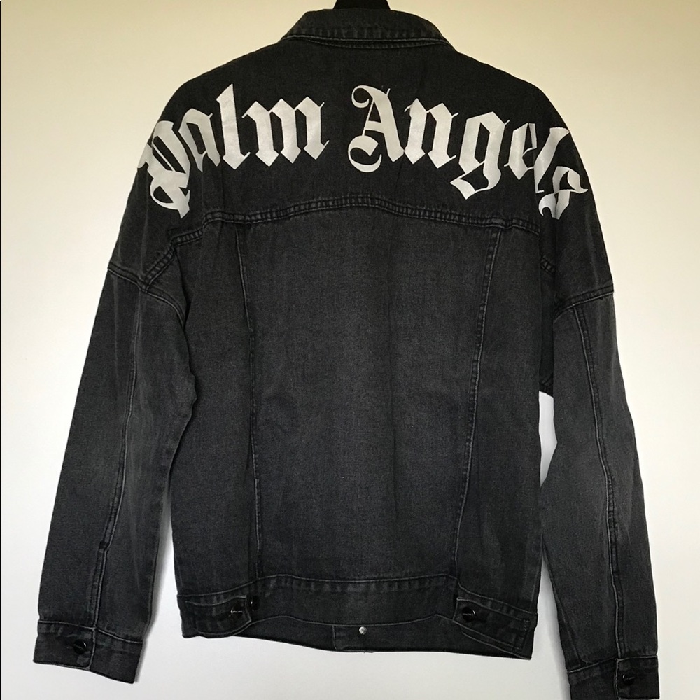 Palm Angels Black Denim Logo Jacket